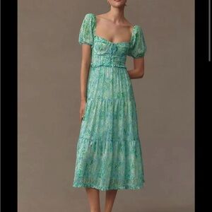 Elegant Green Floral Dress